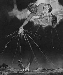 Jupiter wirft Blitze über die Erde